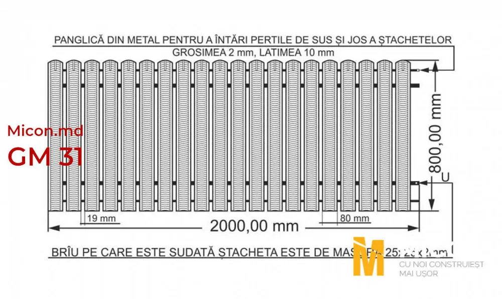 Garduri din ștachetă metalică · GM 31