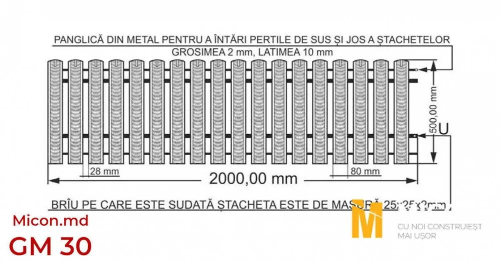 Garduri din ștachetă metalică · GM 30