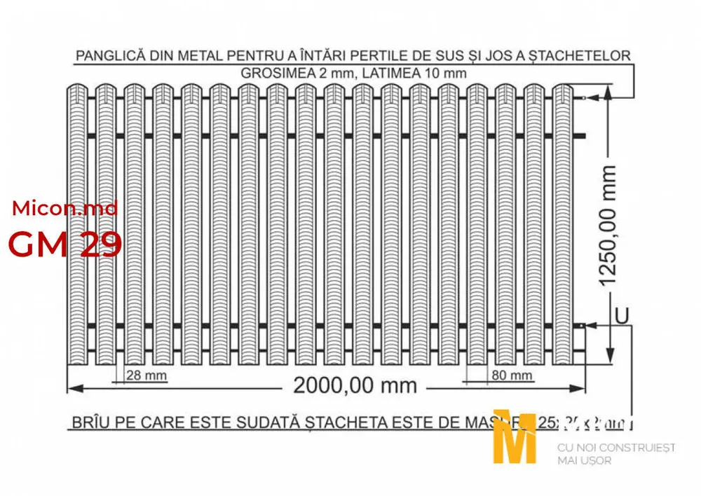 Garduri din ștachetă metalică · GM 29