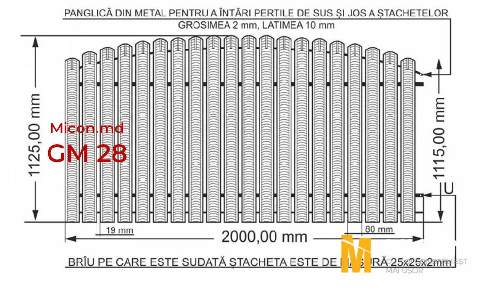 Garduri din ștachetă metalică · GM 28