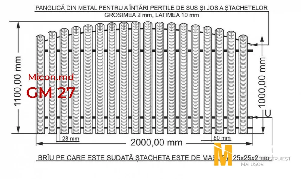 Garduri din ștachetă metalică · GM 27