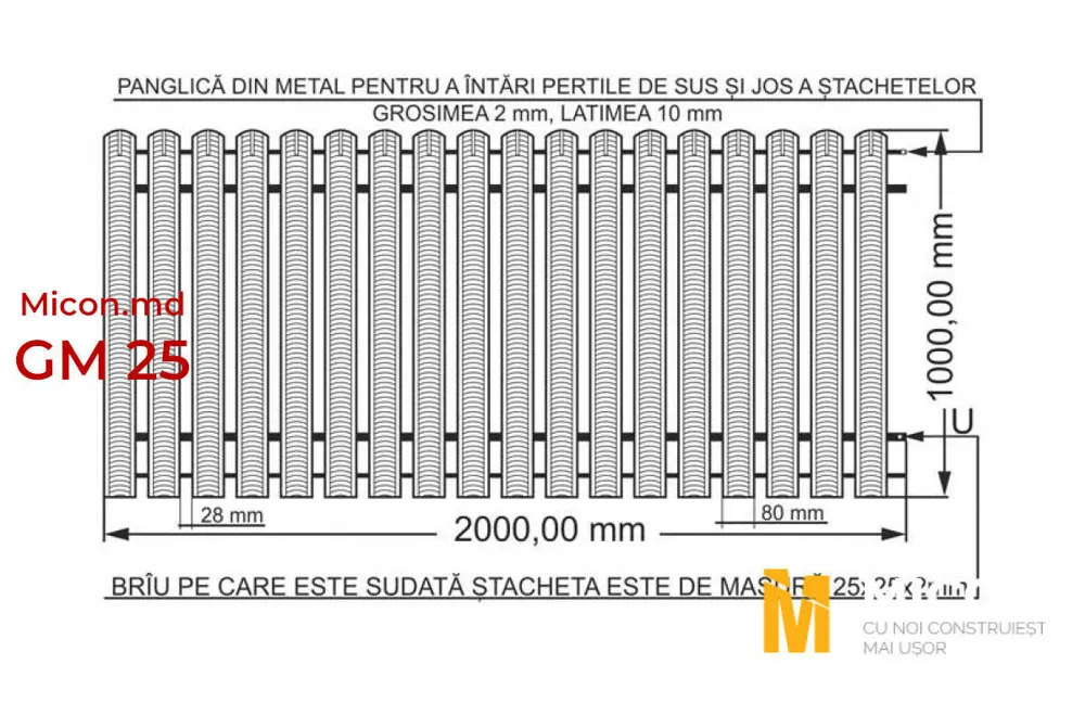 Garduri din ștachetă metalică · GM 25