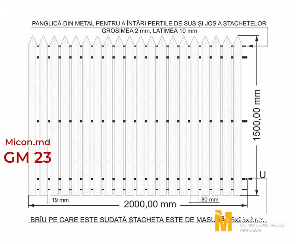 Garduri din ștachetă metalică · GM 23