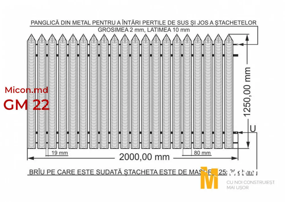 Garduri din ștachetă metalică · GM 22